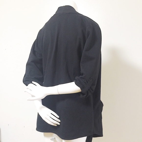 Black 3/4th Sleeve Hi-low Sweater Blazer w/Pockets - Picture 5 of 12